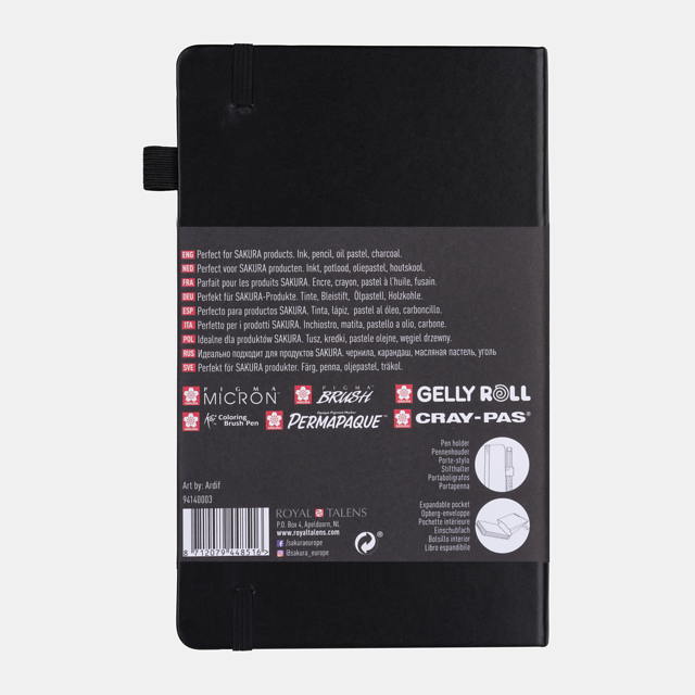 Скетчбук Sakura Sketch / Note черный с гладкой бумагой для рисования А5 / 80 листов / 140 гм купить в художественном магазине ArtCraft.Space с доставкой по РФ и СНГ