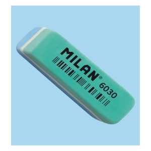 Ластик MILAN 6030 прямоугольный скошенный 56*15*12 мм из пластика   для стирания графита, цвета в ассортименте: желтый, оранжевый, кирпичный, розовый