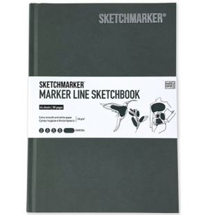 Скетчбук SKETCHMARKER MARKER LINE 160г/м.кв 176х250мм 44л твердая обложка цв.угольный,