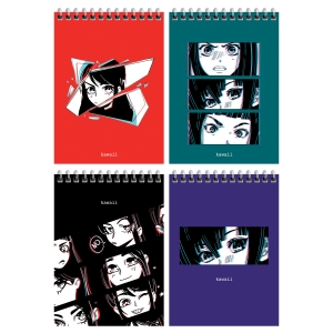 Блокнот А6 60л. на гребне MESHU "Kawaii", матовая ламинация, выборочный УФ-лак