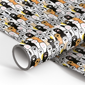 Упаковочная бумага глянц. 70*100см, MESHU "Cute paws", 80г/м2