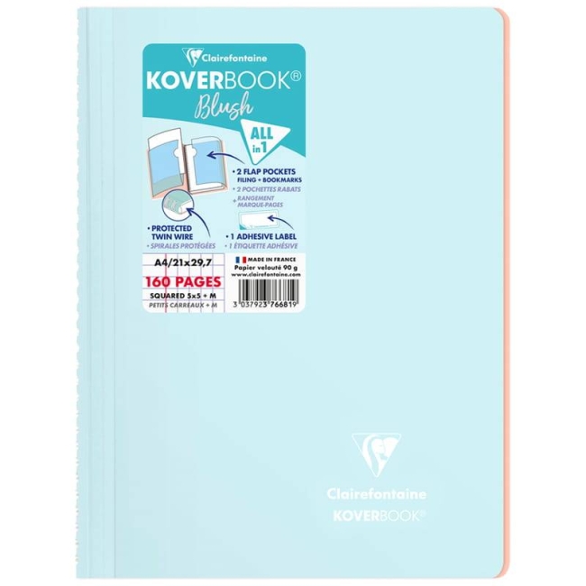 Тетрадь в клетку Koverbook ClaireFontaine голубая А4 / 80 листов / 90 гм  купить в магазине ArtCraft.Space с доставкой