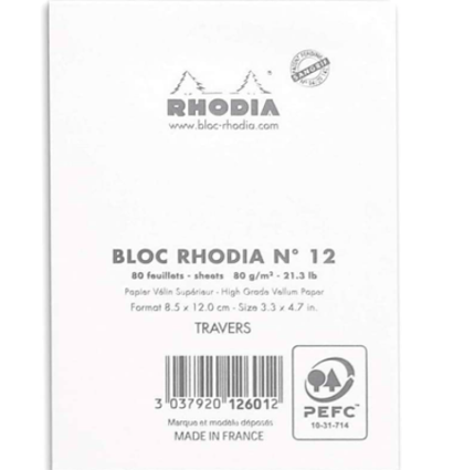 Блокнот Rhodia Basics 80г/кв.м 21,0х29,7см микроперфорация линейка 80л мягкая обложка белый