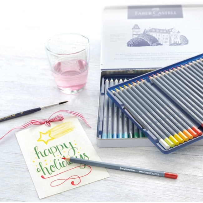 Карандаши акварельные художественные Faber-Castell "Goldfaber Aqua", 48цв, метал. коробка Карандаши акварельные художественные Faber-Castell "Goldfaber Aqua", 48цв, метал. коробка