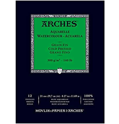 Arches Aquarelle Fin альбом для акварели из хлопка А4 / 12 листов / 300 гм (среднезернистая) купить в художественном магазине ArtCraft.Space с доставкой по РФ и СНГ