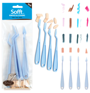 Мастихины для пастели с разными поролоновыми насадками №1-4