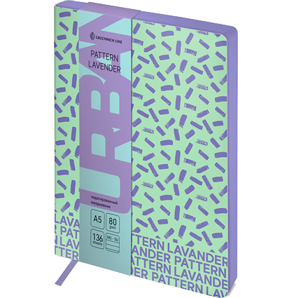 Ежедневник недатир. A5, 136л., кожзам, Greenwich Line "Urban. Pattern lavender", тон. блок, цв. срез