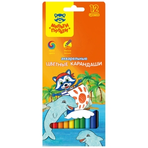 Карандаши акварельные Мульти-Пульти "Енот в Карибском море", 12цв., заточен., картон, европодвес