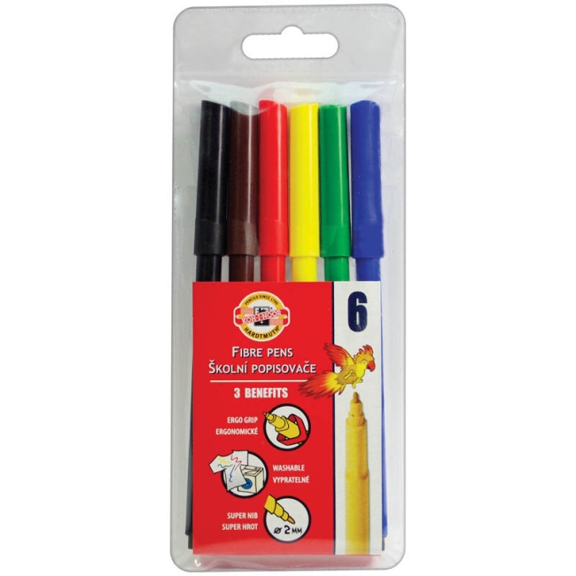 Фломастеры Koh-I-Noor "Звери", 06цв., трехгранные, смываемые, ПВХ, европодвес