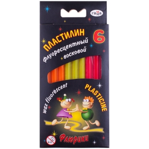 Пластилин флуоресцентный Гамма "Флюрики", 06 цветов, со стеком, картон. упак., европодвес