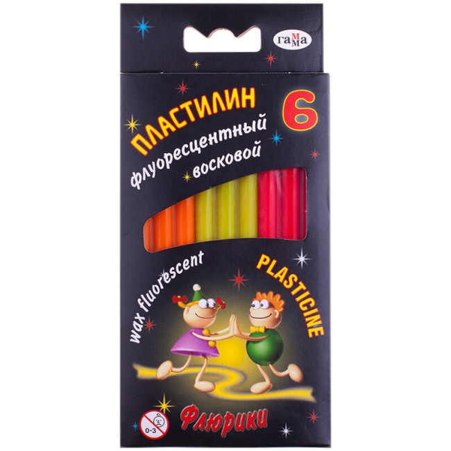 Пластилин Гамма "Флюрики" набор 6 цветов флуоресцентный со стеком картонная упаковка купить в художественном магазине ArtCraft.Space с доставкой по всему миру