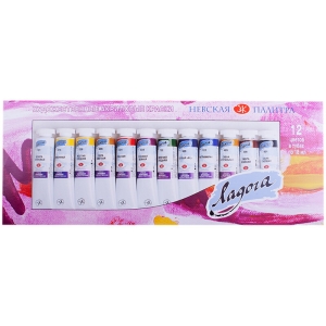 Краски акриловые Ладога, 12 цветов, 18мл/туба, картон