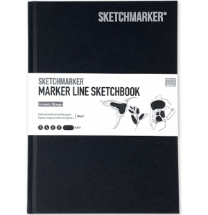 Скетчбук SKETCHMARKER MARKER LINE 160г/м.кв 176х250мм 44л твердая обложка цв.черный,