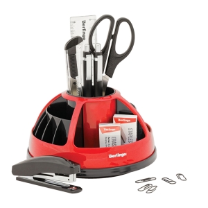 Настольный органайзер Berlingo "BR", 9 предметов, вращающийся, черный/красный