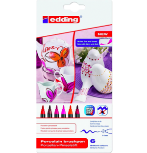 Набор маркеров для письма по фарфору Edding "4200_2" 6цв., гибкий пишущий узел, 1,0-4,0мм