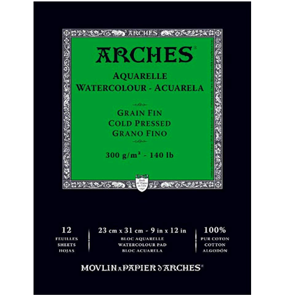 Arches Aquarelle Fin альбом для акварели из хлопка 21 х 31 см / 12 листов / 300 гм (среднезернистая) купить в художественном магазине ArtCraft.Space с доставкой по РФ и СНГ