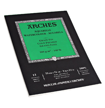 Arches Aquarelle Fin альбом для акварели из хлопка 21 х 31 см / 12 листов / 300 гм (среднезернистая) купить в художественном магазине ArtCraft.Space с доставкой по РФ и СНГ