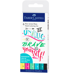 Набор капиллярных ручек Faber-Castell "Pitt Artist Pen Lettering" ассорти, 6шт., 0,3мм/Brush, евр.