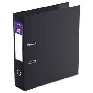 Папка-регистратор Berlingo, 70мм, двусторонний бумвинил, с карманом на кор., нижний метал. кант, черная Папка-регистратор Berlingo, 70мм, двусторонний бумвинил, с карманом на кор., нижний метал. кант, черная