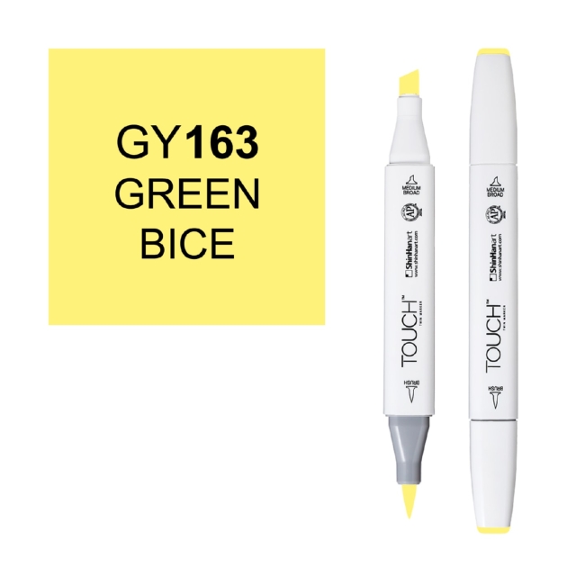 Маркер двухсторонний спиртовой  TOUCH TWIN BRUSH GY163 Зеленый бледно-синий