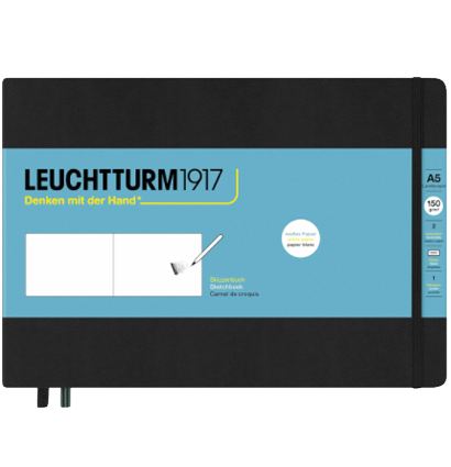 Скетчбук Leuchtturm1917 A5 (21x14.5см.) 150г/м2 - 112 стр., без линовки, твердая обложка, цвет: Черный