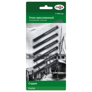Уголь прессованный Гамма "Студия", средней мягкости, квадратный, 6шт., блистер, европодвес Уголь прессованный Гамма "Студия", средней мягкости, квадратный, 6шт., блистер, европодвес