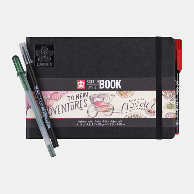 Скетчбук Sakura Sketch / Note черный горизонтальный с гладкой бумагой для рисования А5 / 80 листов / 140 гм купить в художественном магазине ArtCraft.Space с доставкой по РФ и СНГ