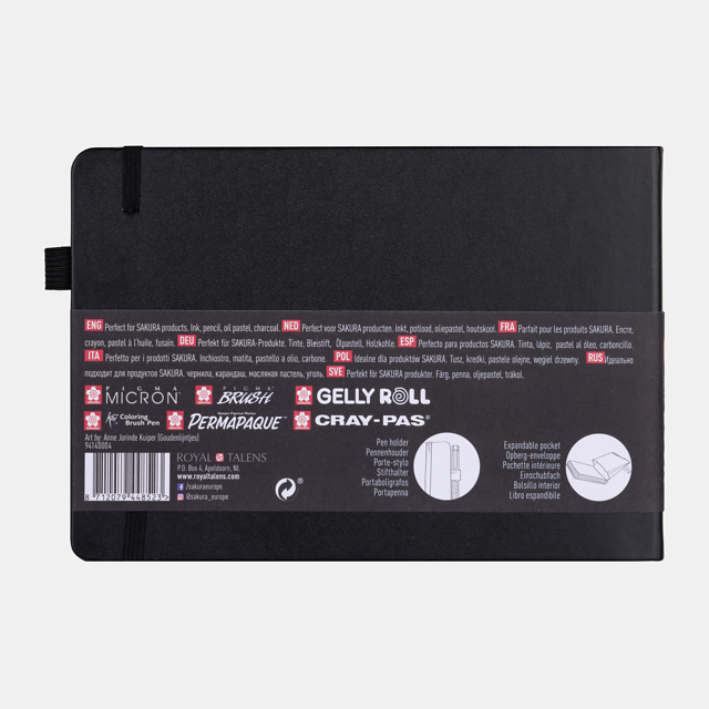 Скетчбук Sakura Sketch / Note черный горизонтальный с гладкой бумагой для рисования А5 / 80 листов / 140 гм купить в художественном магазине ArtCraft.Space с доставкой по РФ и СНГ