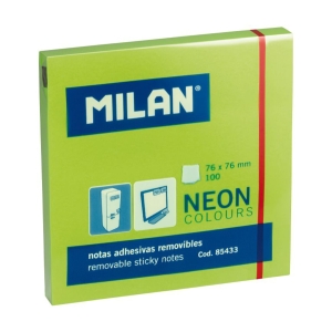 Бумага для заметок MILAN самоклеящаяся 76х76мм 100л зеленая в термоусадочной пленке