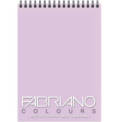 Блокнот с лавандовой бумагой Fabriano Colours на пружине для зарисовок А5 / 100 листов / 80 гм купить в художественном магазине ArtCraft.Space с доставкой по РФ и СНГ