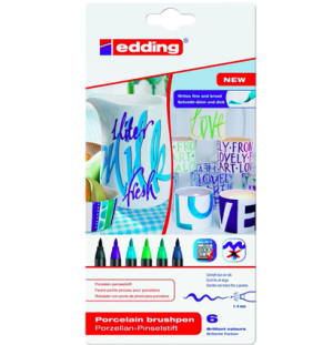 Набор маркеров для письма по фарфору Edding "4200_3" 6цв., гибкий пишущий узел, 1,0-4,0мм