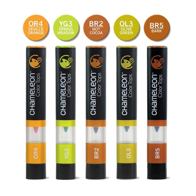 Набор цветовых блендеров "Chameleon" Earth Tones, оттенки земли 5 шт.