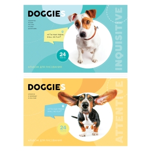 Альбом для рисования 24л., А4, на скрепке ArtSpace "Питомцы. Собачки", эконом