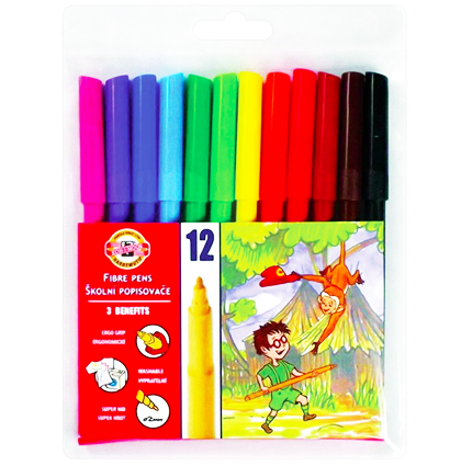 Фломастеры смываемые Koh-I-Noor Звери набор 12 цветов купить в художественном магазине ArtCraft.Space