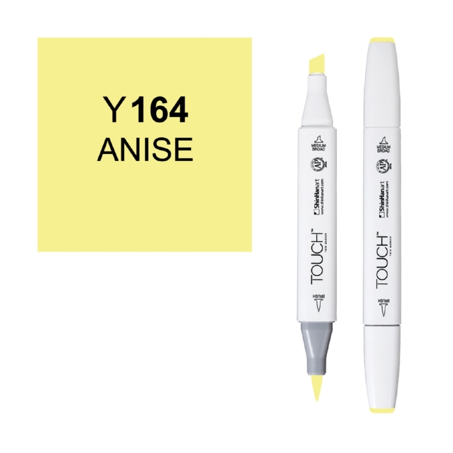 Маркер двухсторонний спиртовой  TOUCH TWIN BRUSH Y164 Желтый анис