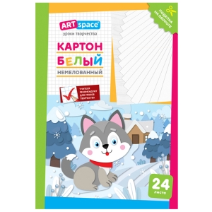 Картон белый А4, ArtSpace, 24л., немелованный, в папке, "Собачка" Картон белый А4, ArtSpace, 24л., немелованный, в папке, "Собачка"