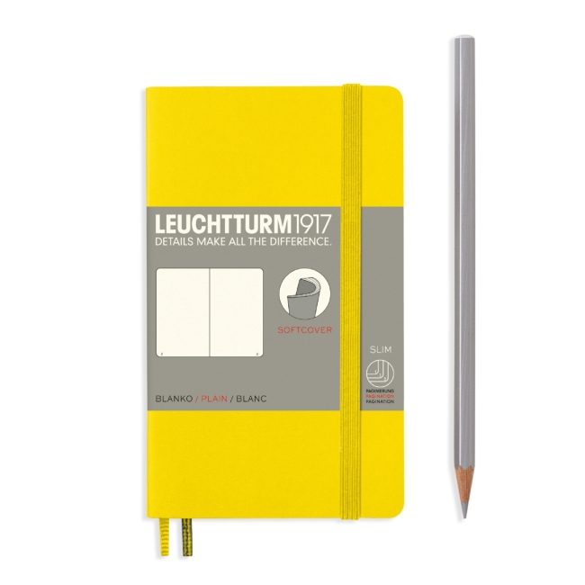 Блокнот Leuchtturm1917 Classic A6 (9x15см.) 80г/м2 - 123 стр. нелинованный, мягкая обложка, цвет: Лимонный
