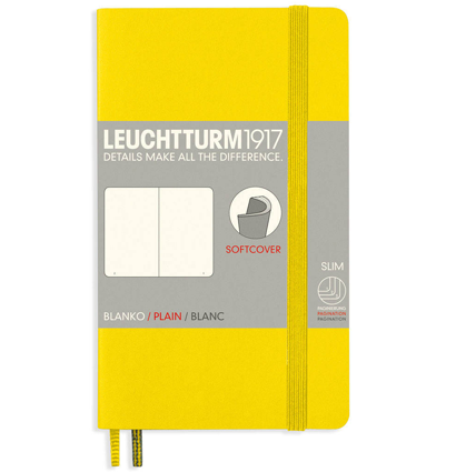 Блокнот Leuchtturm1917 Classic A6 (9x15см.) 80г/м2 - 123 стр. нелинованный, мягкая обложка, цвет: Лимонный