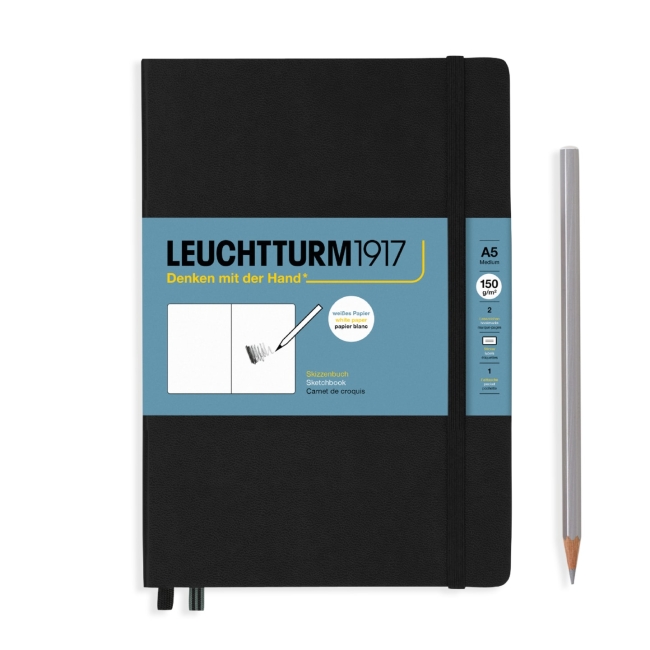 Скетчбук Leuchtturm1917 A5 (14.5x21см.) 150г/м2 - 112 стр., без линовки, твердая обложка, цвет: Черный