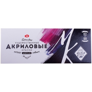 Краски акриловые Мастер-Класс, 12 цветов, 18мл/туба, картон
