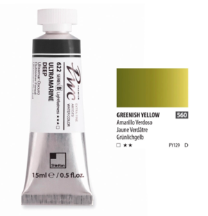 Краска акварельная SH PWC туба 15мл №560 (D) зеленовато-желтый, Краска акварельная SH PWC туба 15мл №560 (D) зеленовато-желтый,