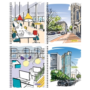 Тетрадь 96л., А5, клетка на гребне BG "Офис", глянцевая ламинация, твердая обложка