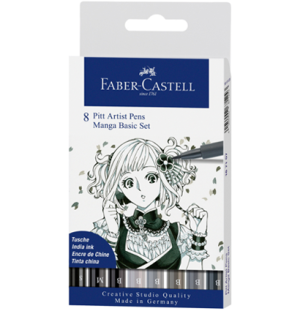 Набор капиллярных ручек Faber-Castell "Pitt Artist Pen Manga Basic set" ассорти,8шт.,0,3/0,7мм/Brush