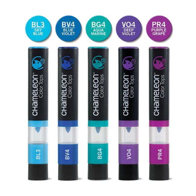 Набор цветовых блендеров "Chameleon" Cool Tones, холодные оттенки  5 шт.
