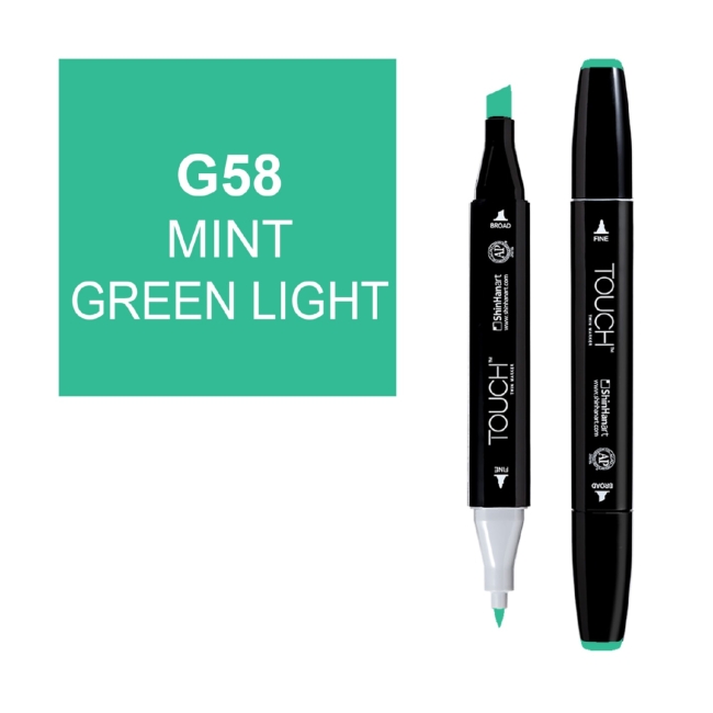Маркер двухсторонний спиртовой  TOUCH TWIN G58 Зеленый мятный светлый