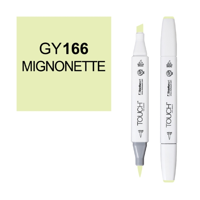 Маркер двухсторонний спиртовой  TOUCH TWIN BRUSH GY166 Беловато-зеленый
