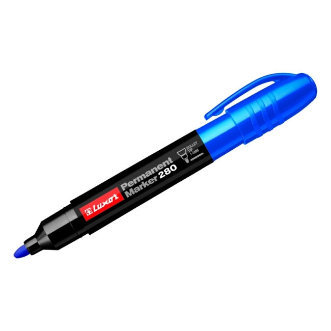 Маркер перманентный Luxor "280" синий, пулевидный, 1-3мм Маркер перманентный Luxor "280" синий, пулевидный, 1-3мм