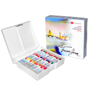 Акварель Белые ночи, художественная, 12 цветов, пластик