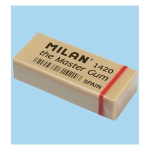 Ластик MILAN 1420 Master Gum прямоугольный 55*23*15 мм из синтетического каучука  для стирания графита, для применения в изобразительном искусстве