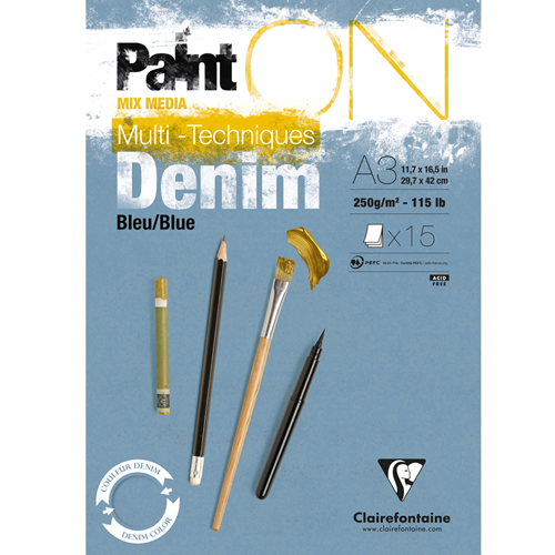 Альбом для смешанных техник Paint'On ClaireFontaine голубая бумага А3 / 15 листов / 250 гм купить в магазине ArtCraft.Space